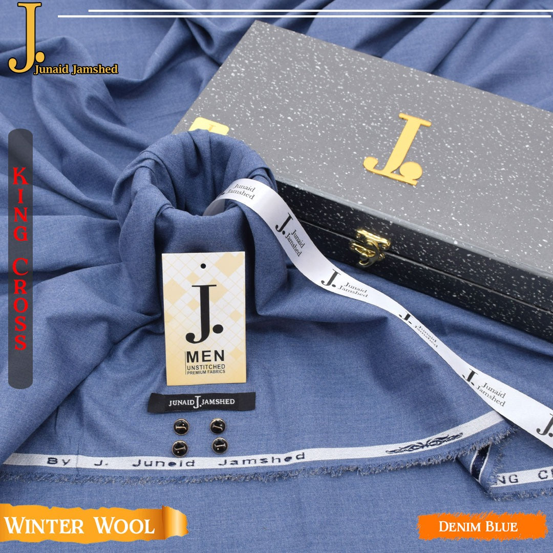 J. Elite Class Premium king Cross Wool With Luxury Box & Bag DENIM BLUE