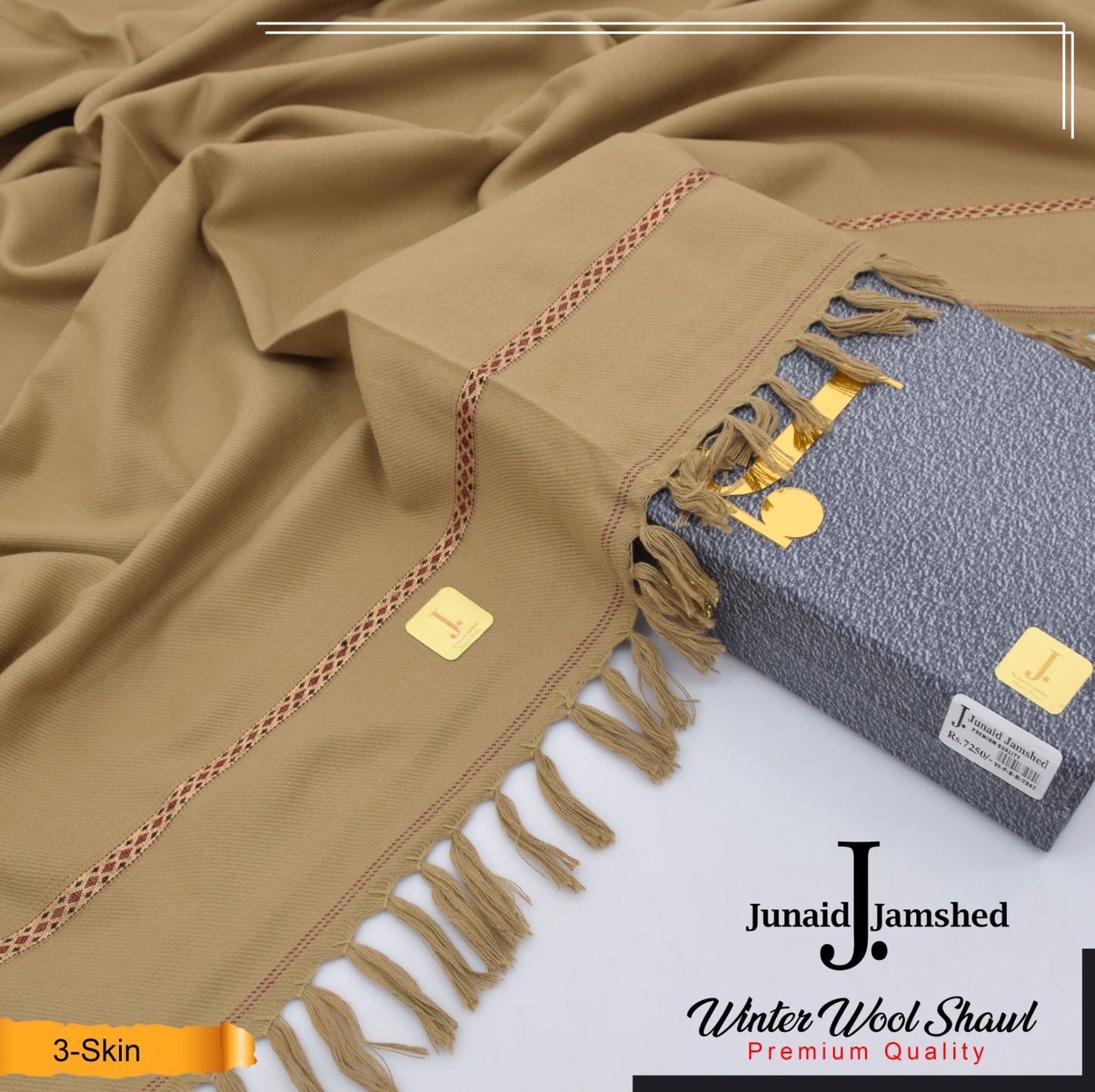 J. PREMIUM WOOL SHAWL FOR MENS WITH GIFT BOX & BAG ( Skin )