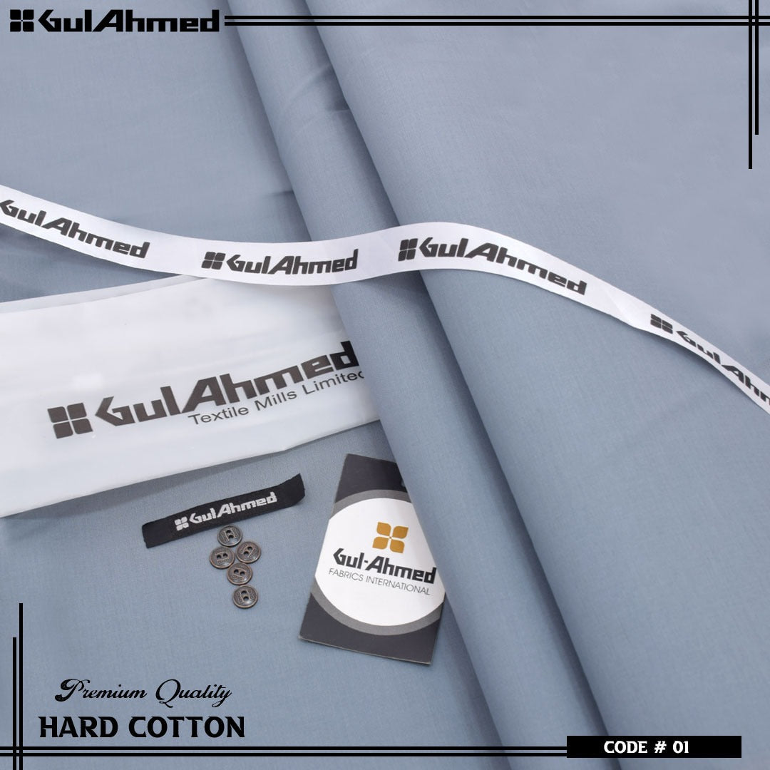 GulAhmed Hard Cotton Airjet Men’s Unstitched Summer Collection ( Silver Grey )