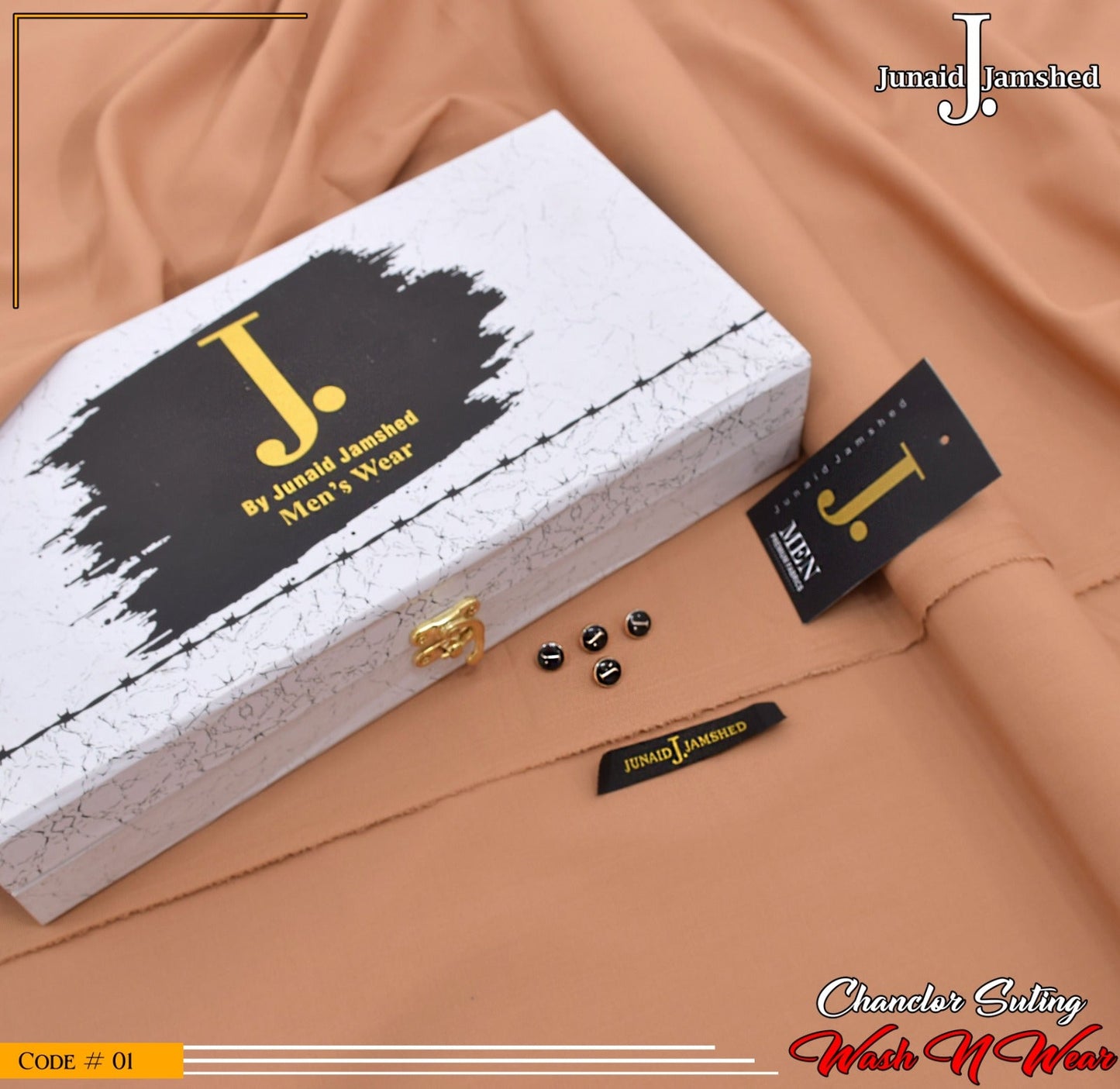 J. Elite Class 4 Season Wash N Wear With Luxury Box & Bag ( ALMOND )