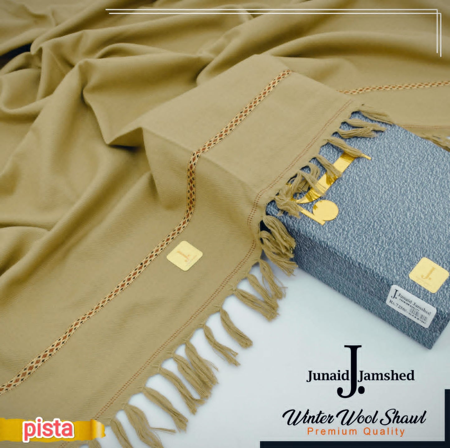 J. PREMIUM WOOL SHAWL FOR MENS WITH GIFT BOX & BAG  ( Pista )