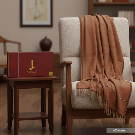 J. PREMIUM WOOL SHAWL FOR MENS WITH LUXURY GIFT BOX & BAG ( Cooper )