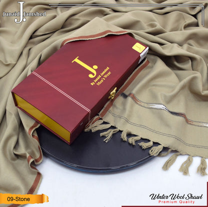 J. PREMIUM WOOL SHAWL FOR MENS WITH LUXURY GIFT BOX & BAG ( Stone )